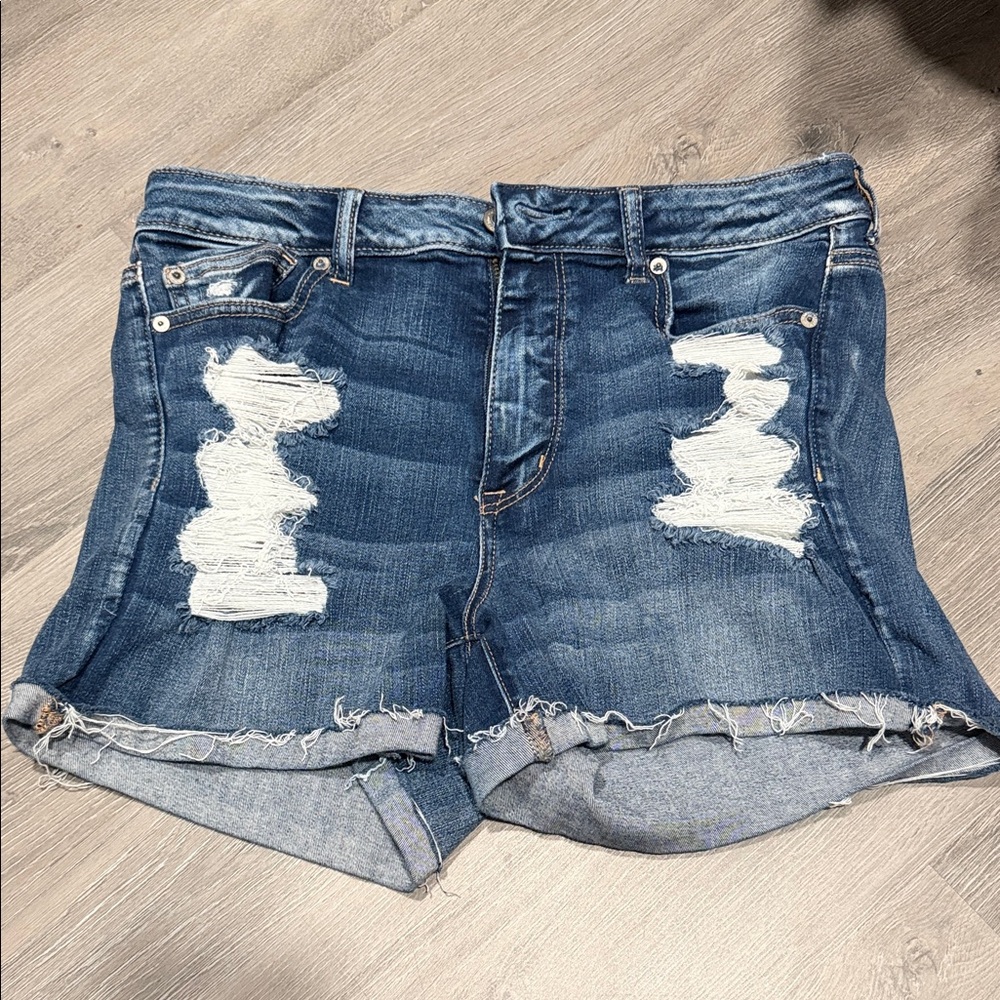 American Eagle Outfitters Blue Distressed Jean Shorts